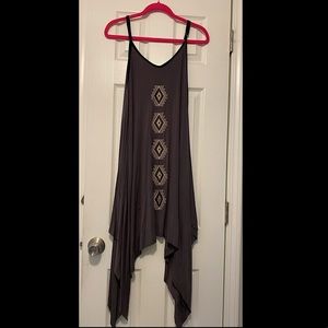 POL Soft flowy grey dress with embroidered design.